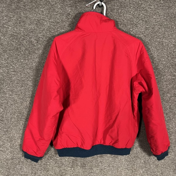 Vintage L.L.Bean Jacket Womens Medium Red Warm-up Fleece Lined Windbreaker 90s - Picture 10 of 13